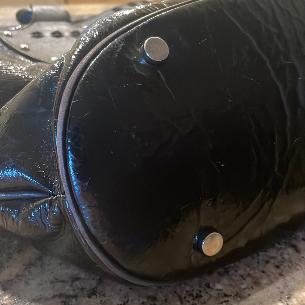 Donald J Pliner Patent Black Leather Handbag - Picture 10 of 15
